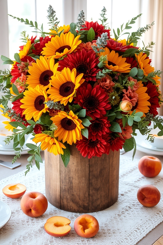 peachy floral centerpiece arrangement