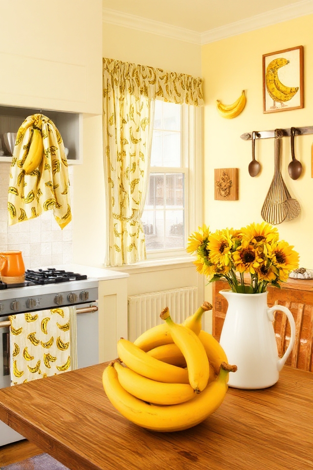 playful banana themed kitchen decor