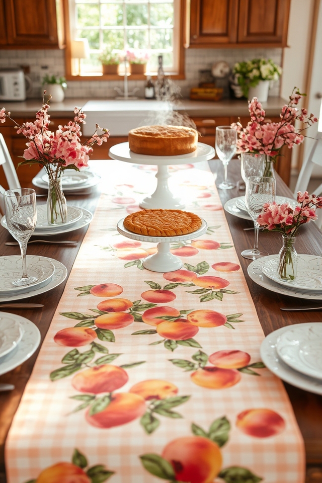 playful peach themed dining decor
