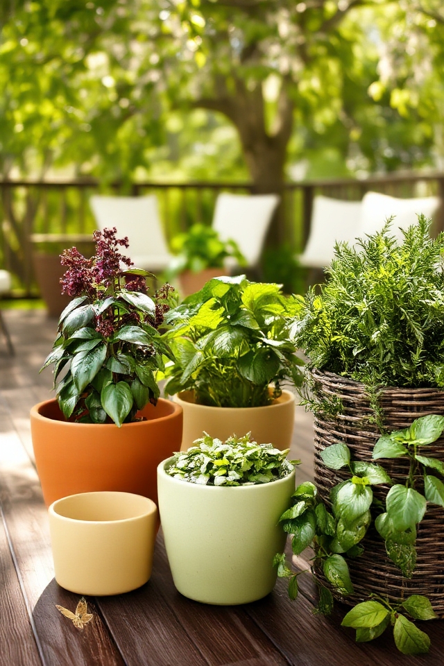 potted herb garden decoration