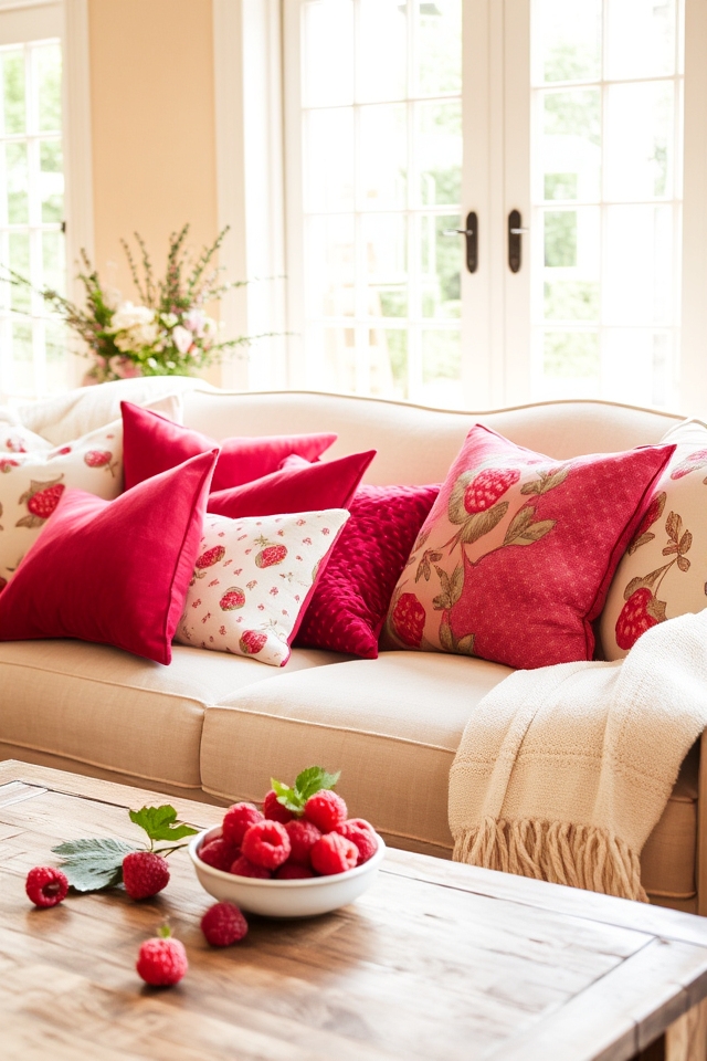 raspberry themed decorative pillows