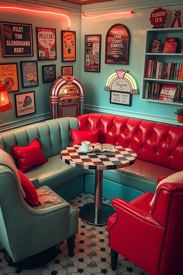 retro diner reading nook