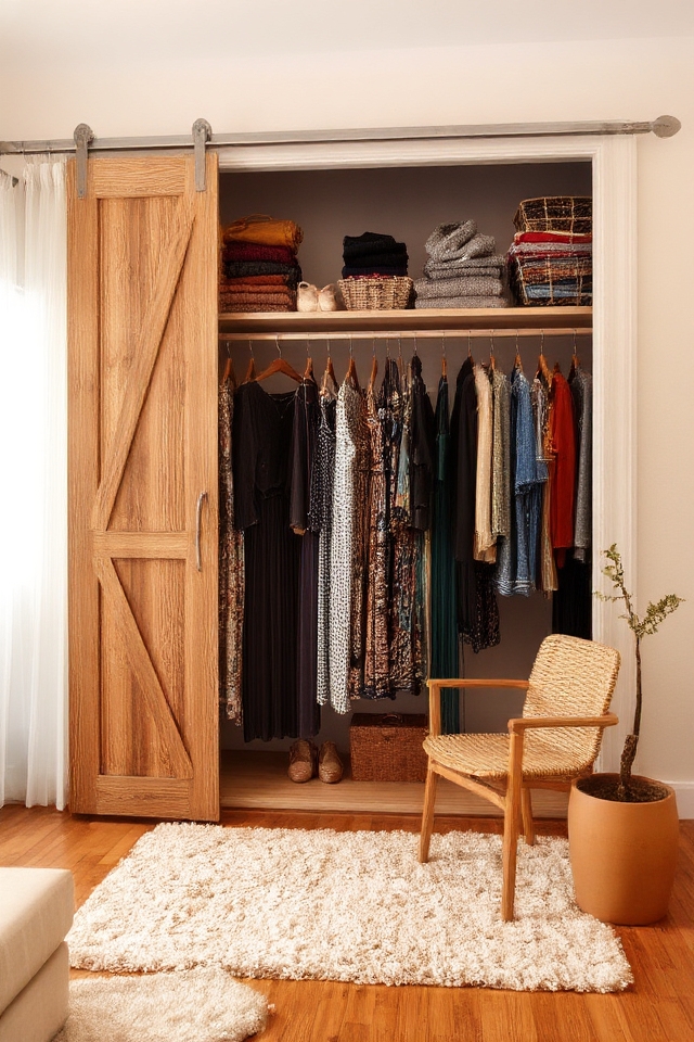 rustic sliding door closet