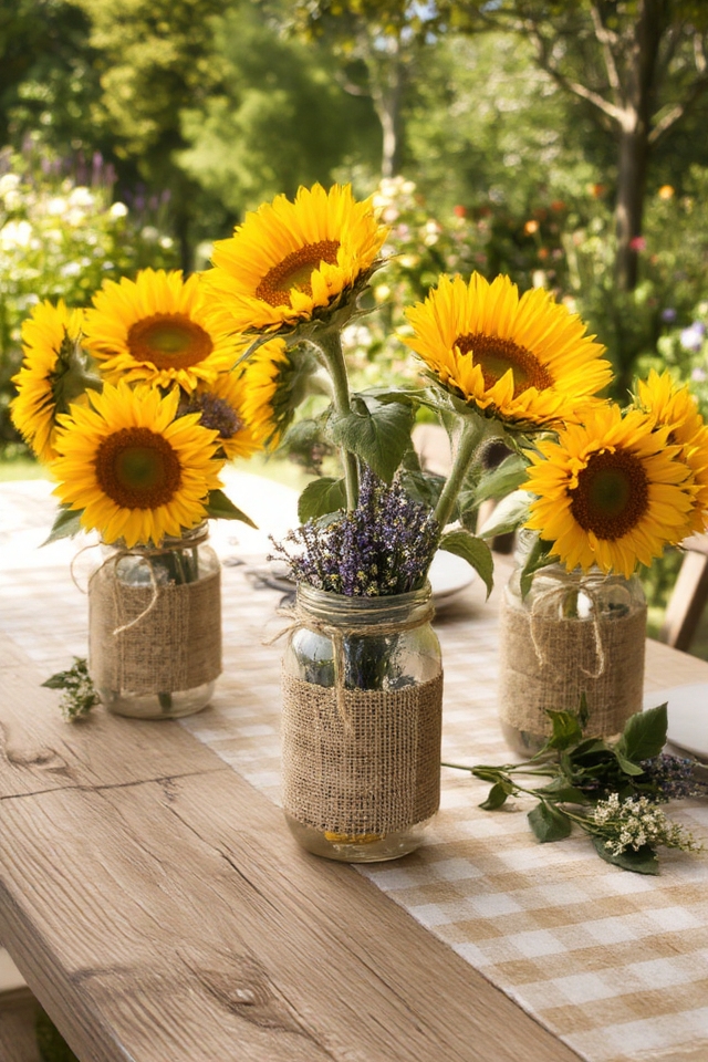 rustic sunflower mason jars