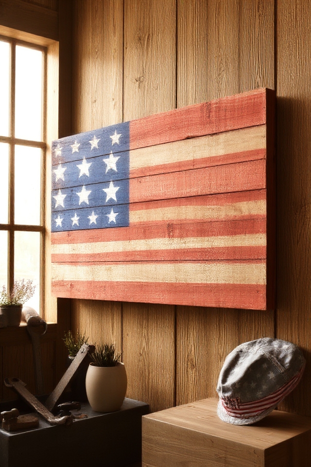 rustic upcycled pallet flags