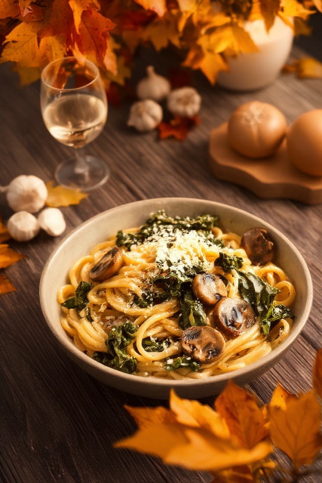 saut ed mushrooms and kale