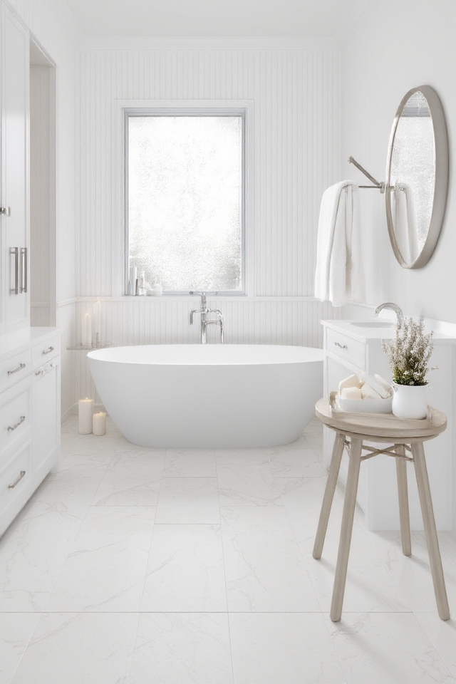 serene all white bathroom retreat