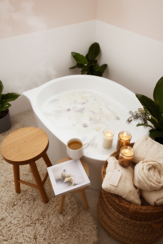 spa inspired bathroom bathing station
