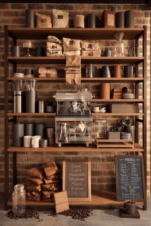 stylish coffee tools display