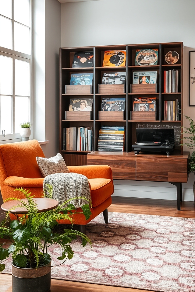 stylish record display shelving