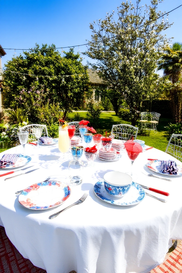 themed patriotic dinnerware and glassware