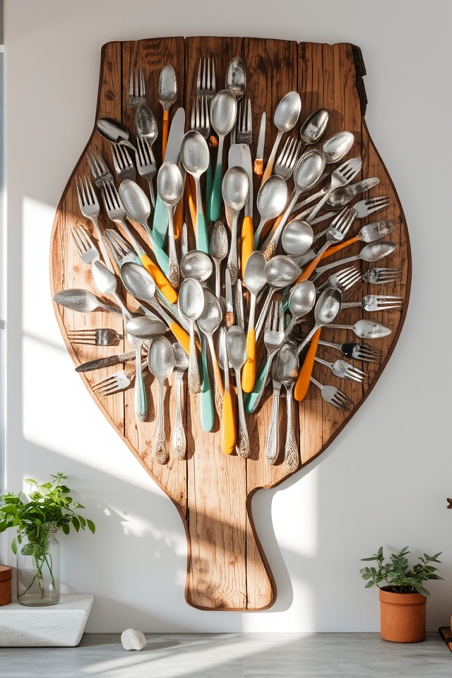 thrifted utensils wall art