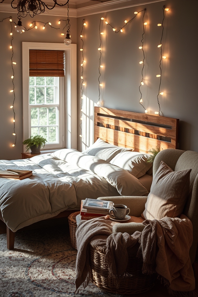 transform bedroom with string lights