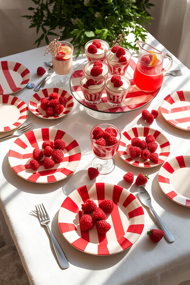 vibrant berry striped dishware
