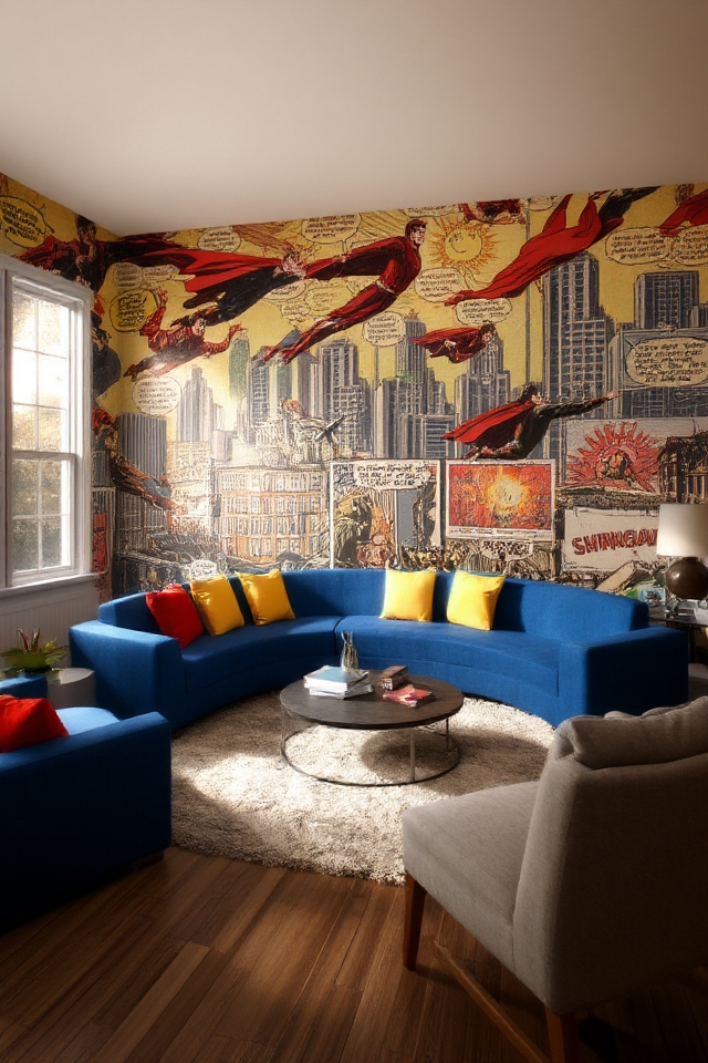 vibrant comic book murals