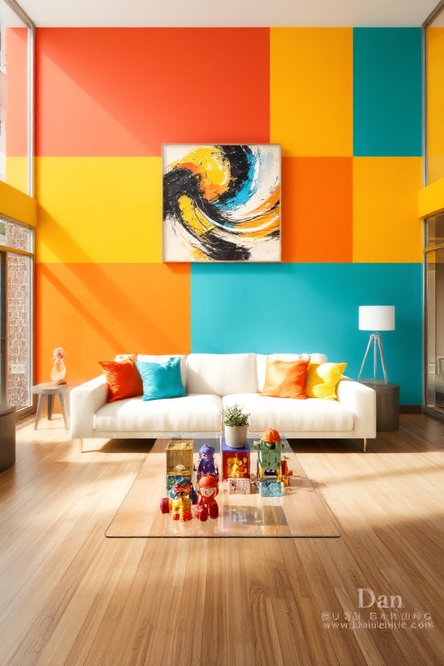vibrant contrasting color sections
