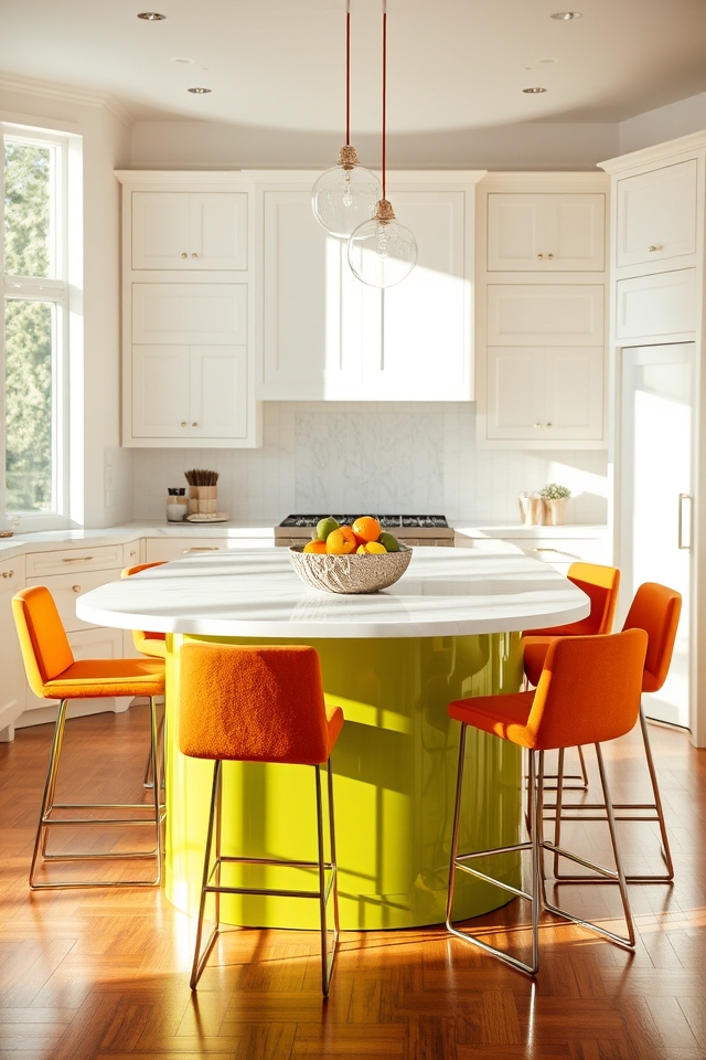 vibrant contrasting kitchen centerpiece