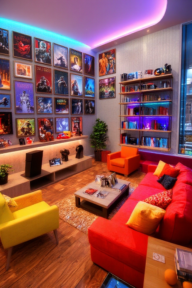 vibrant gaming living space
