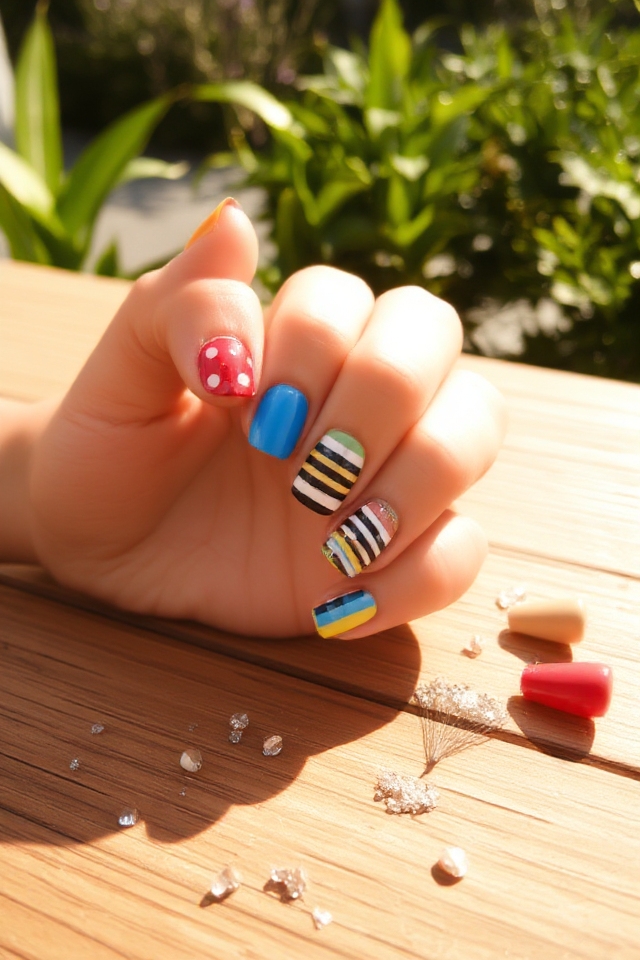 vibrant labor day nails