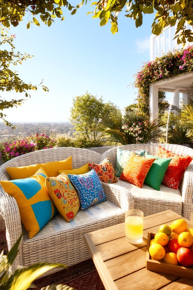 vibrant outdoor pillow decor