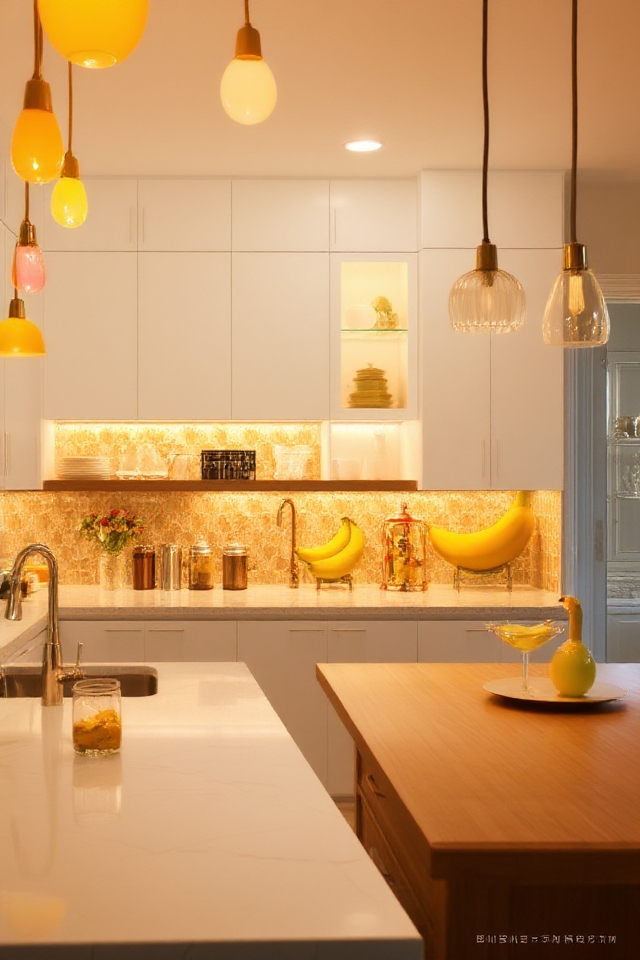 vibrant playful kitchen lighting