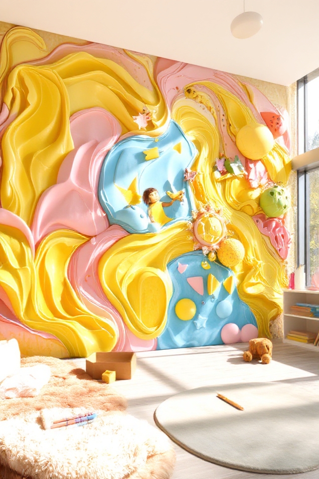vibrant playful wall treatment