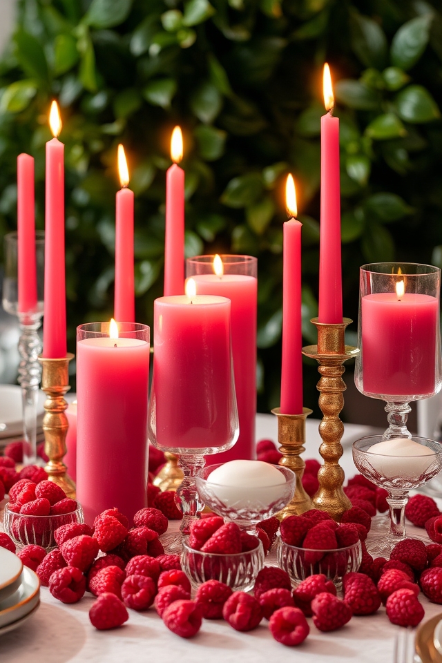 vibrant raspberry candle decor