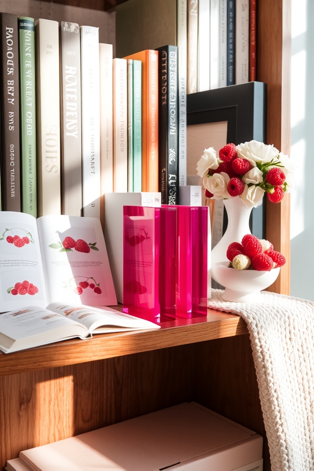 vibrant raspberry color bookends