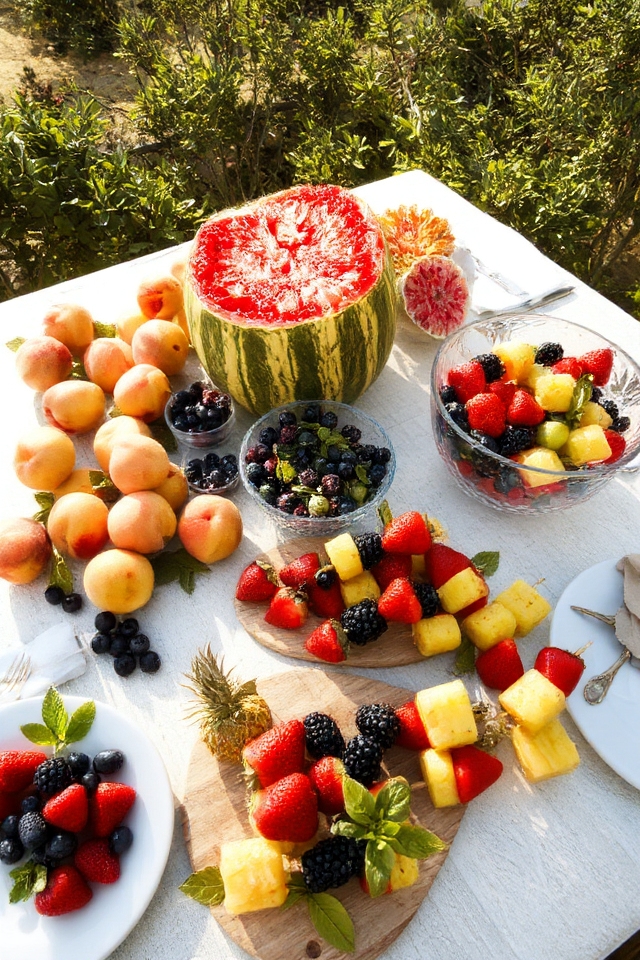 vibrant summer fruit centerpieces
