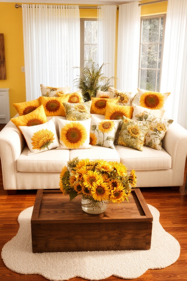 vibrant sunflower throw pillows