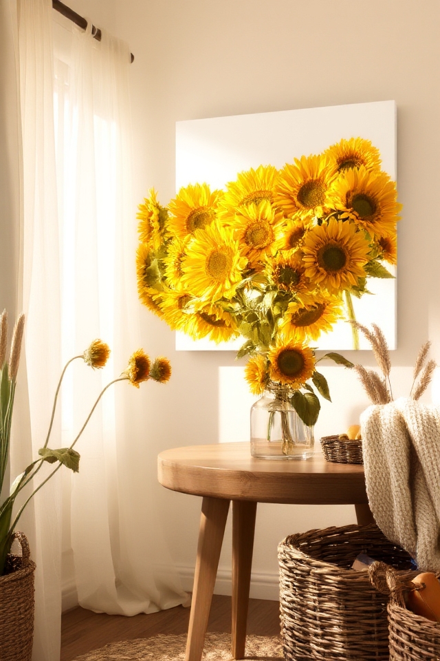vibrant sunflower wall decor