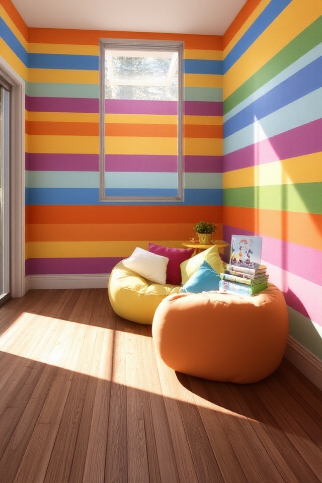 vibrant wall stripes design