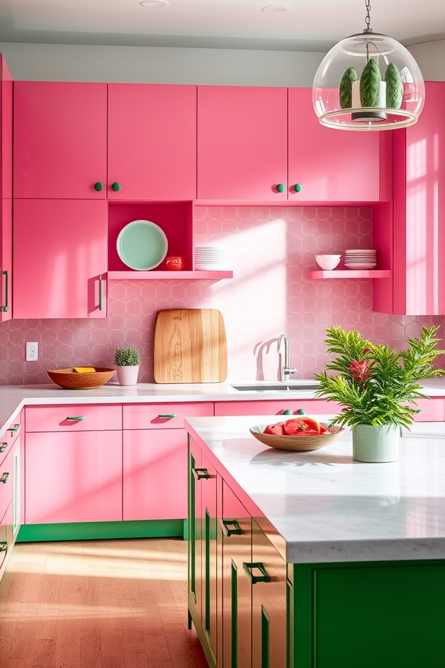 vibrant watermelon kitchen design