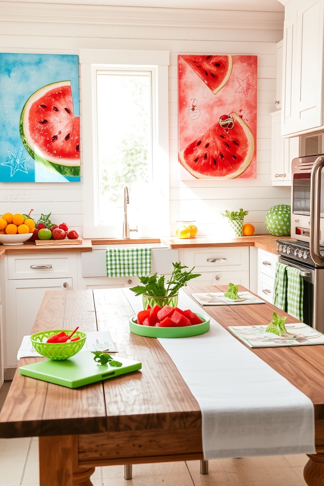 vibrant watermelon themed kitchen art