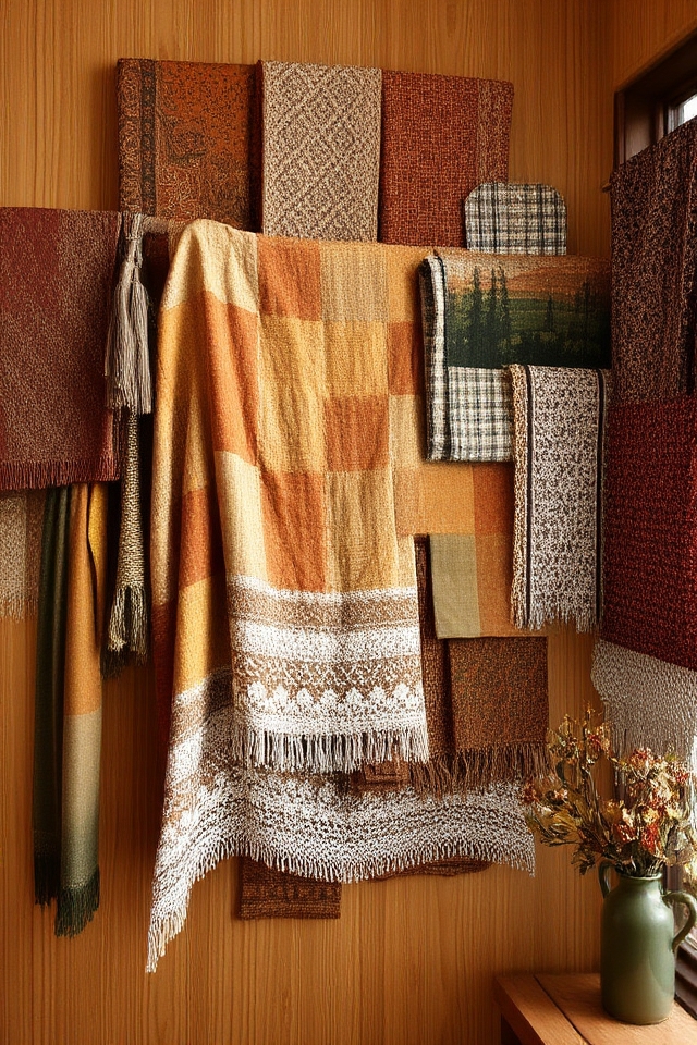 vintage fabric wall decor