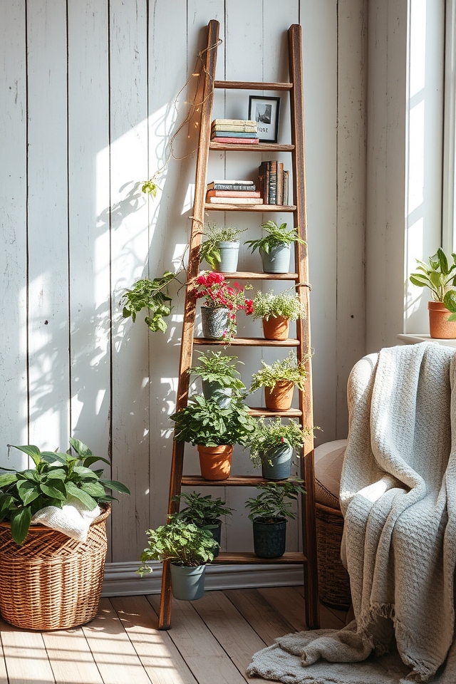 vintage ladder decorative display
