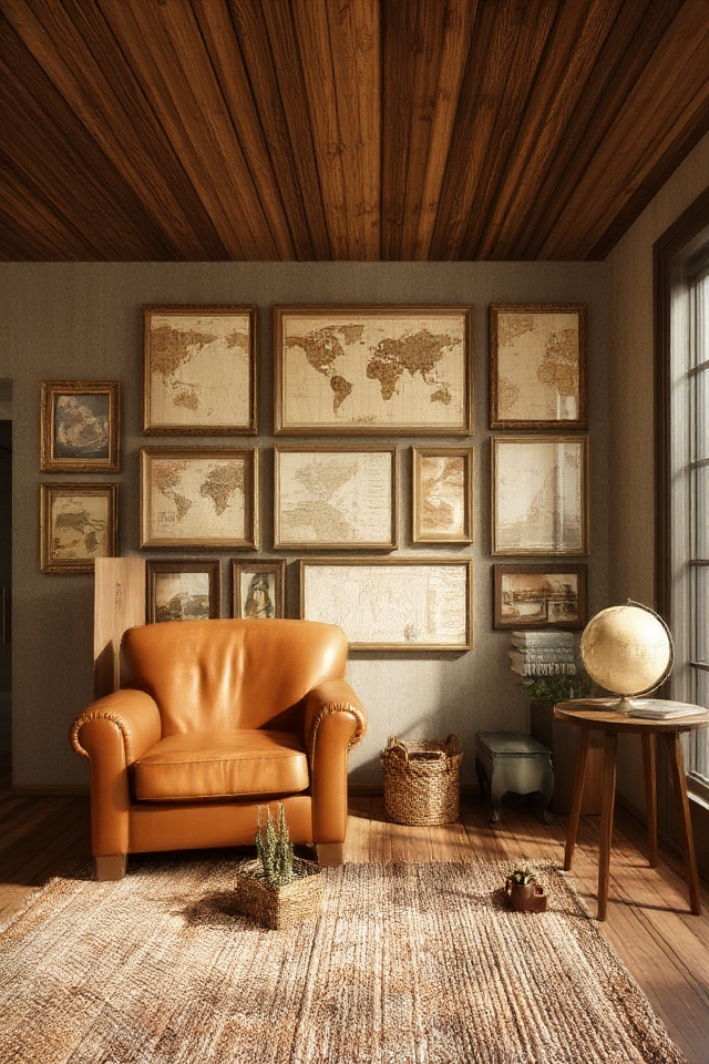 vintage maps as decor