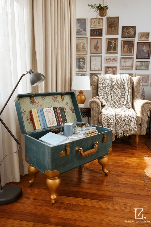 vintage suitcase side table