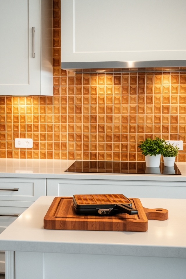 waffle inspired kitchen backsplash design