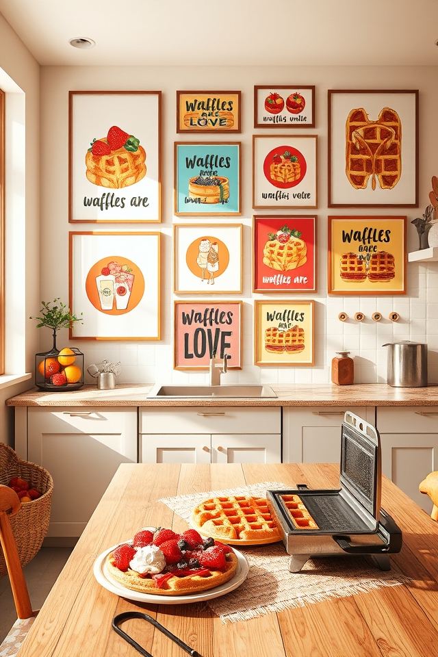waffle themed colorful wall decor