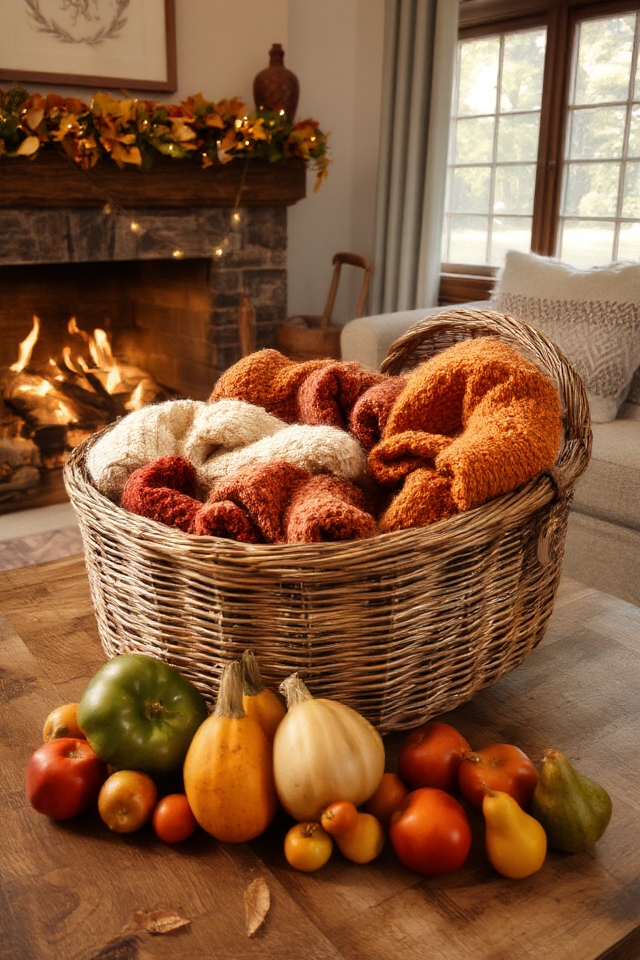 warm autumn decorative baskets