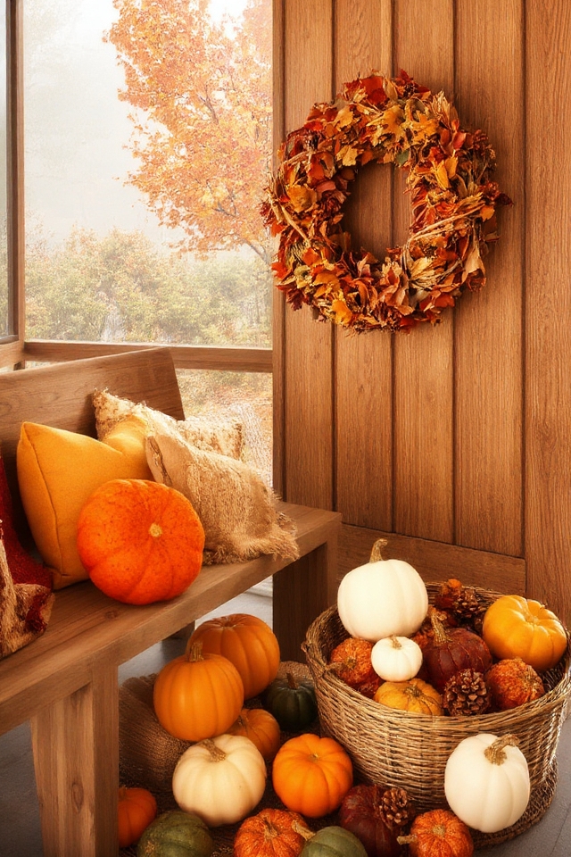 warm autumn entryway decor