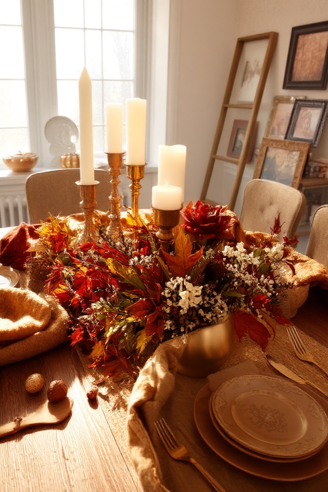 warm metallic autumn decor