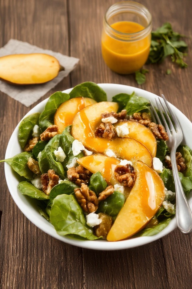 warm pear spinach salad