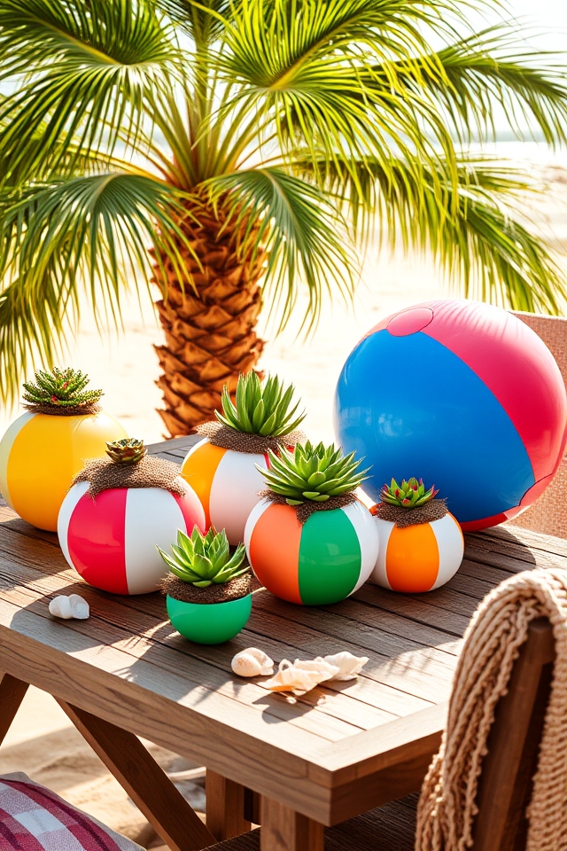 whimsical beach ball planters