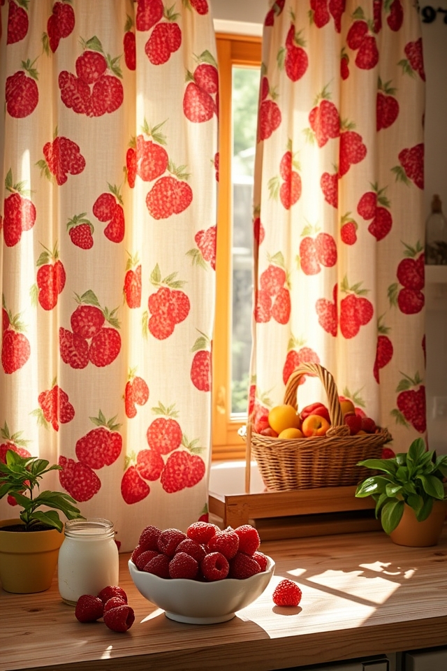 whimsical fruity patterned curtains
