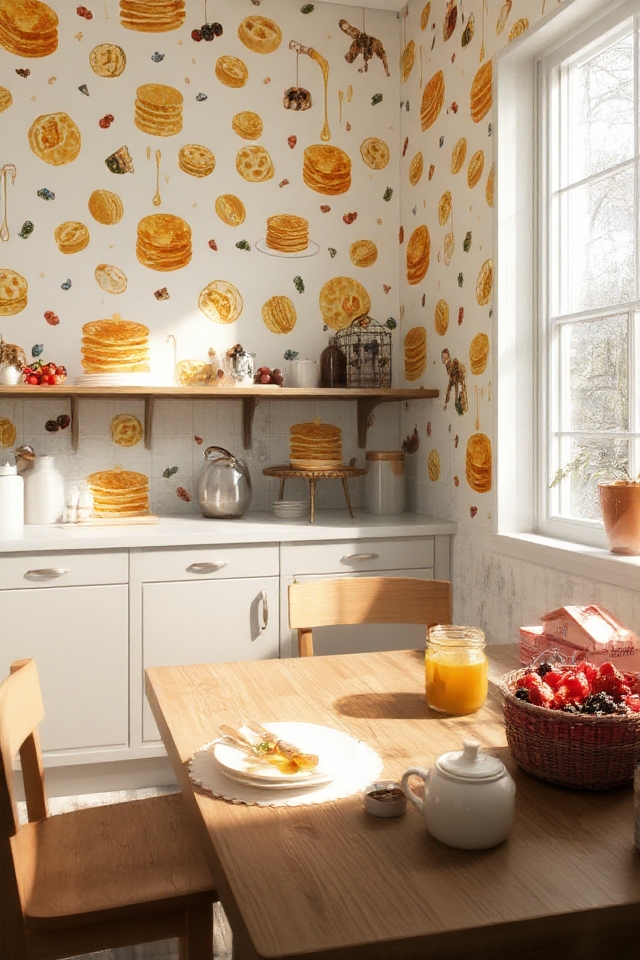 whimsical pancake themed wallpaper designs