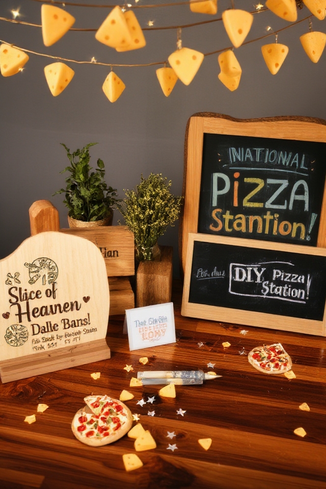 whimsical pizza party signs