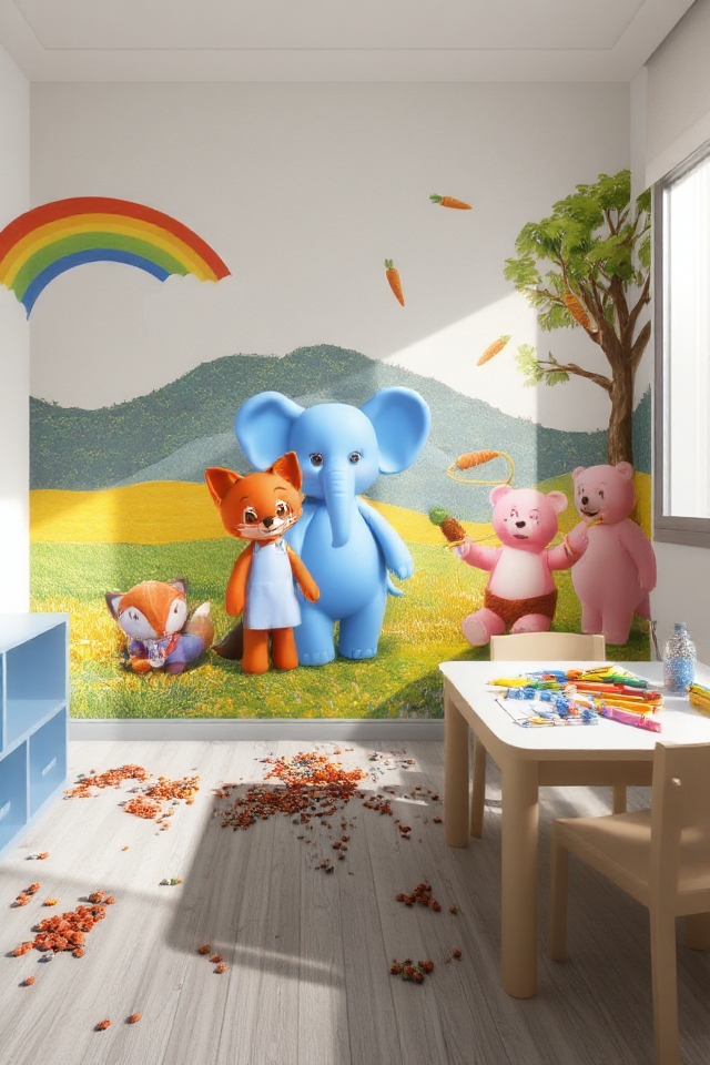 whimsical play doh character murals