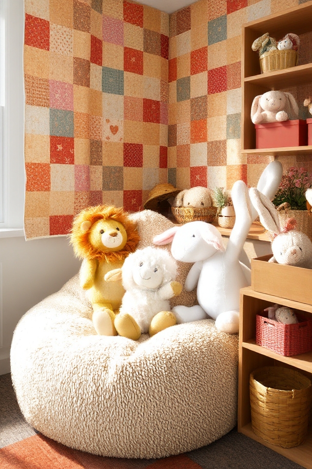 whimsical stuffed animal display